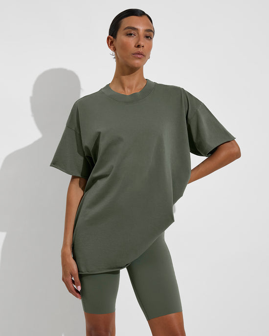 Swell Oversized Tee (Size S/M) + Super Moves Short 5" - Agave (Size S)