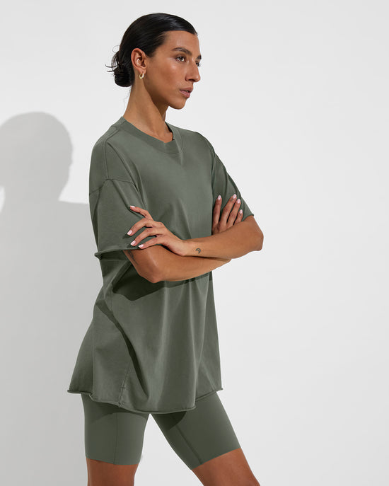 Swell Oversized Tee (Size S/M) + Super Moves Short 5" - Agave (Size S)