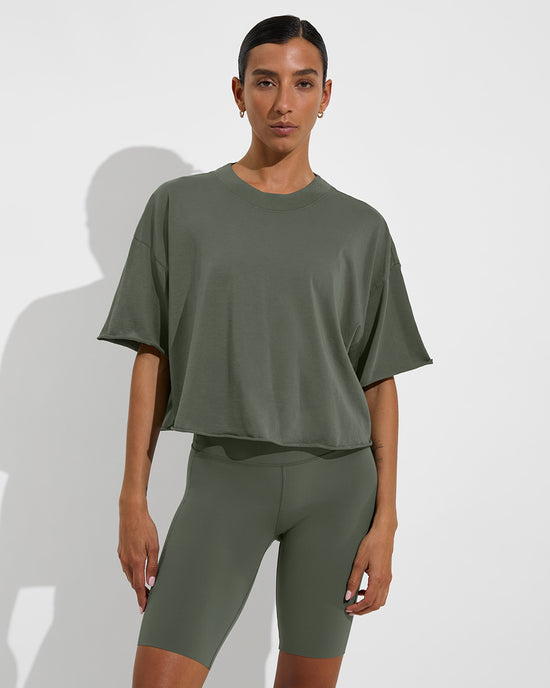 Swell SS Tee (Size S/M) + Super Moves Short 9" - Agave (Size S)