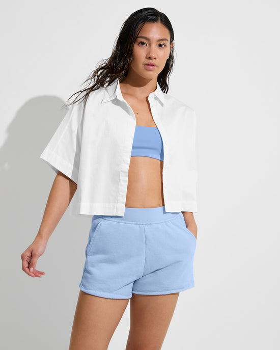 Tour Cropped Shirt - Coconut (Size S/M) + Sports & Rec Short - Blue Skies (Size S)