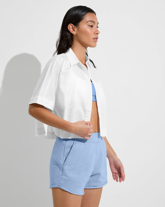 Tour Cropped Shirt - Coconut (Size S/M) + Sports & Rec Short - Blue Skies (Size S)