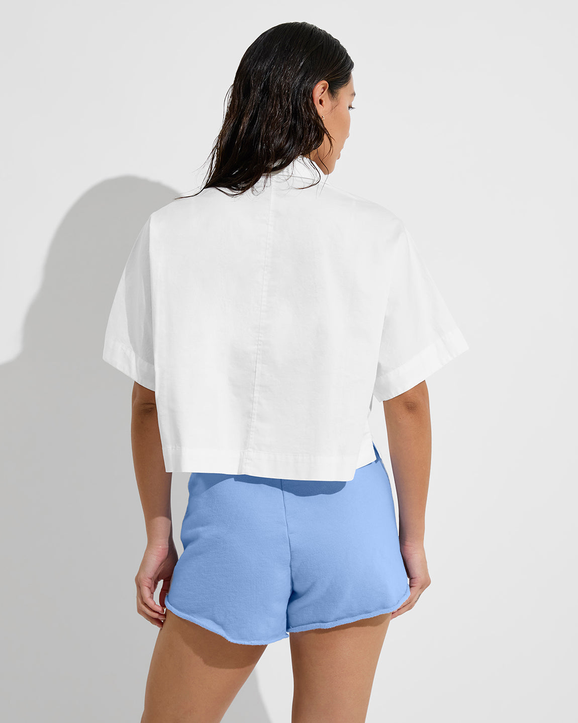 Tour Cropped Shirt - White Poplin Shirt – Left On Friday