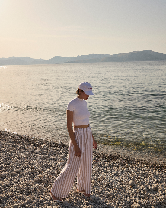Rays Short Sleeve Top in Coconut with Coastal Pant in Beach/Coconut