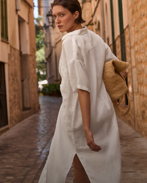 Getaway Shirt Dress in Coconut
