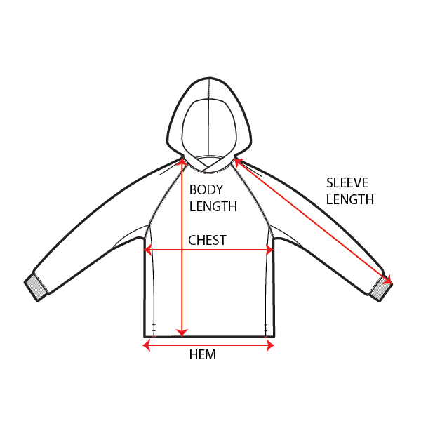 Homerun Hoodie Measurements