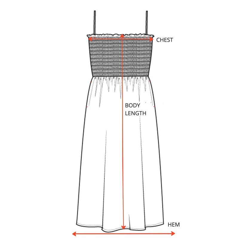 Cabana Maxi Dress Garment Measurements