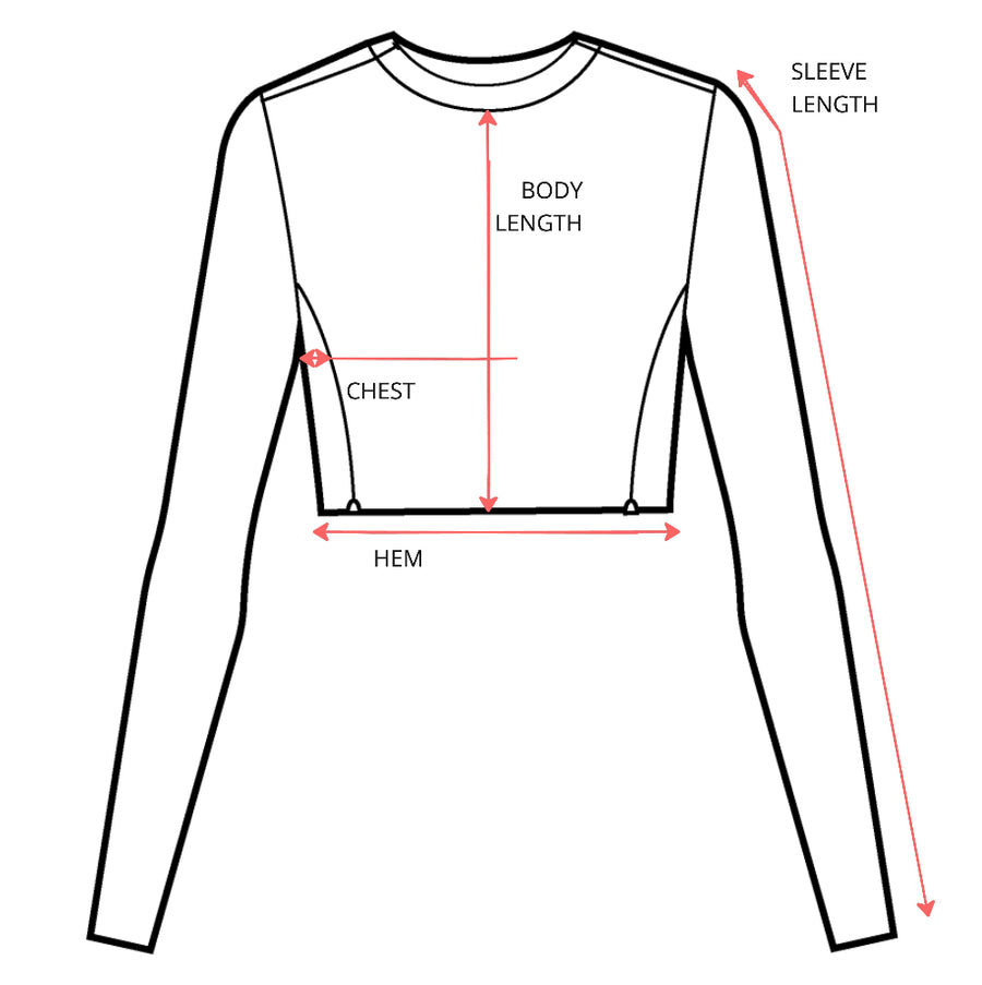 Sunseeker Long Sleeve Garment Measurements