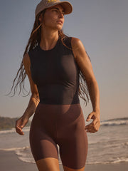 Sunseeker Sleeveless Top - Jet + Super Moves Short 5" - Cold Brew