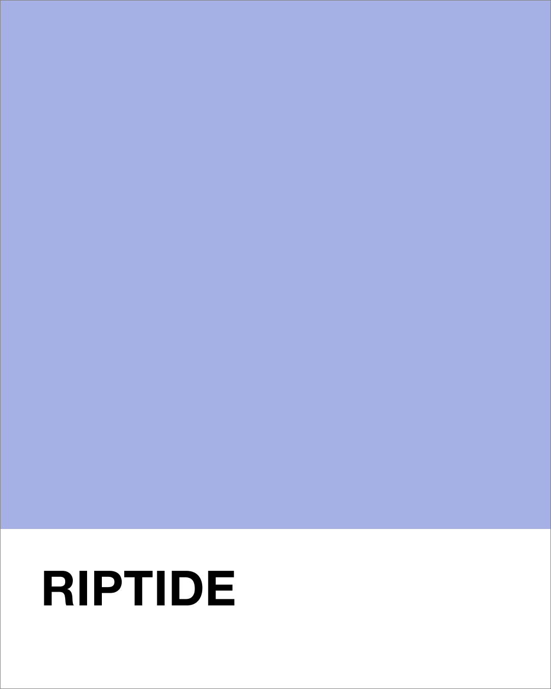 Pantone 'RIPTIDE' text on a two-tone purple background