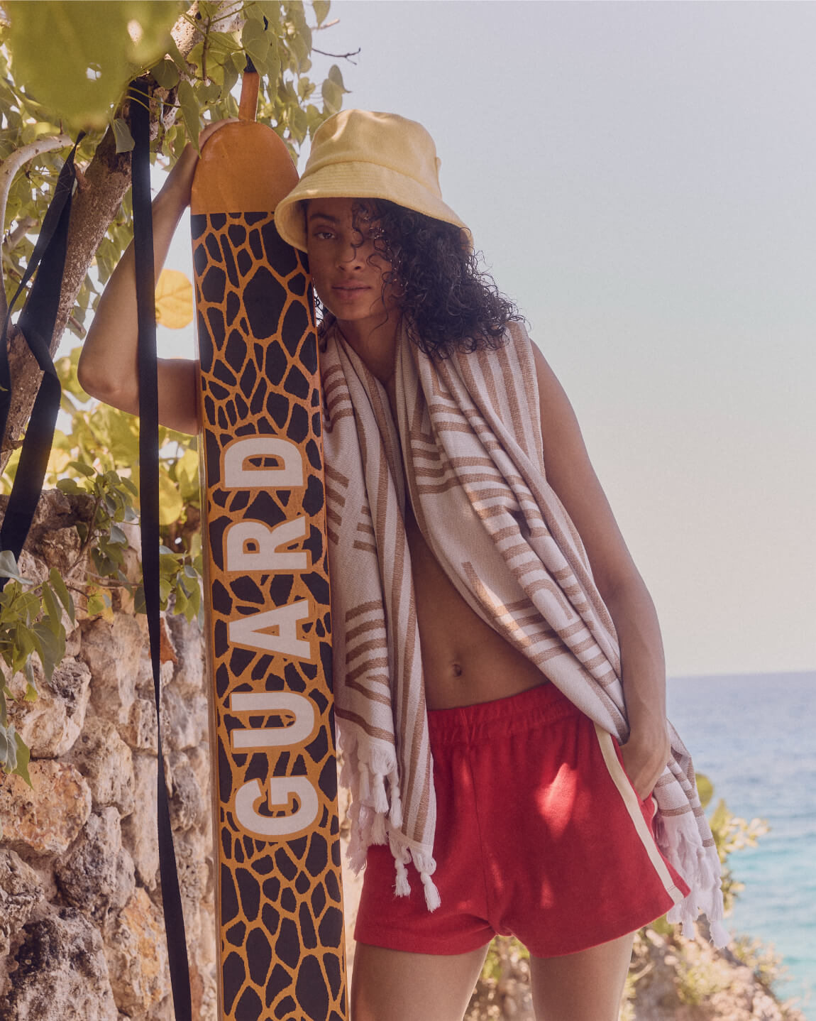 Towel To Go Short - Sweet Chili Heat (Size S) + Towel To Go Hat - Melt (Size S/M) + Pool Towel - Coconut / Tan Lines