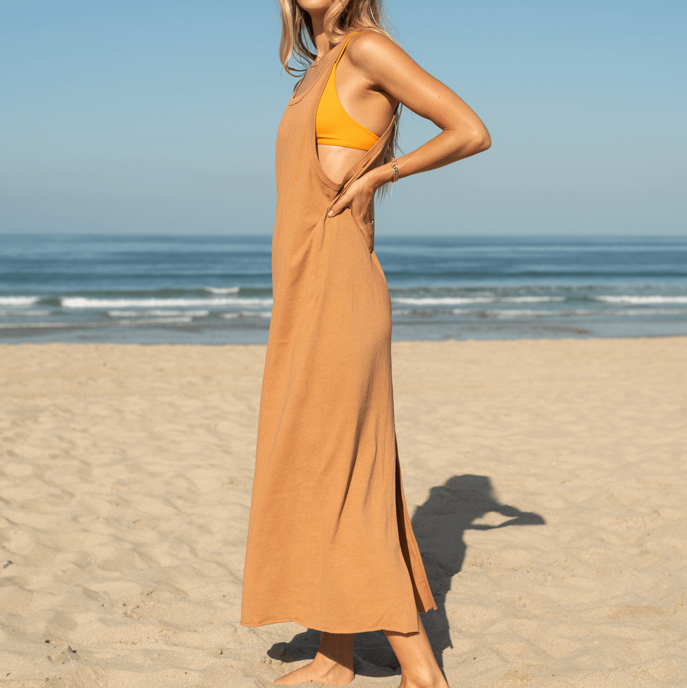 Muscle Dress - Tan Lines (Size S) + Sweet Victory Top - Marigold (Size S)