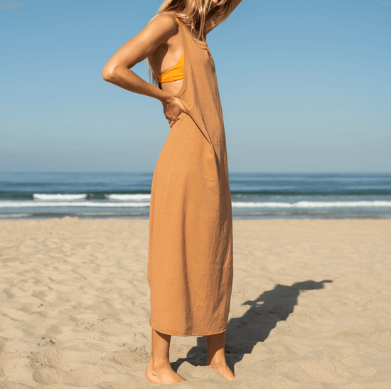 Muscle Dress - Tan Lines (Size S) + Sweet Victory Top - Marigold (Size S)