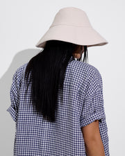 Shady Bucket Hat - Sugar (Size S/M) + Getaway Button Down - Gingham: Varsity / Coconut + Double Scoop Top - Tropics (Size S)