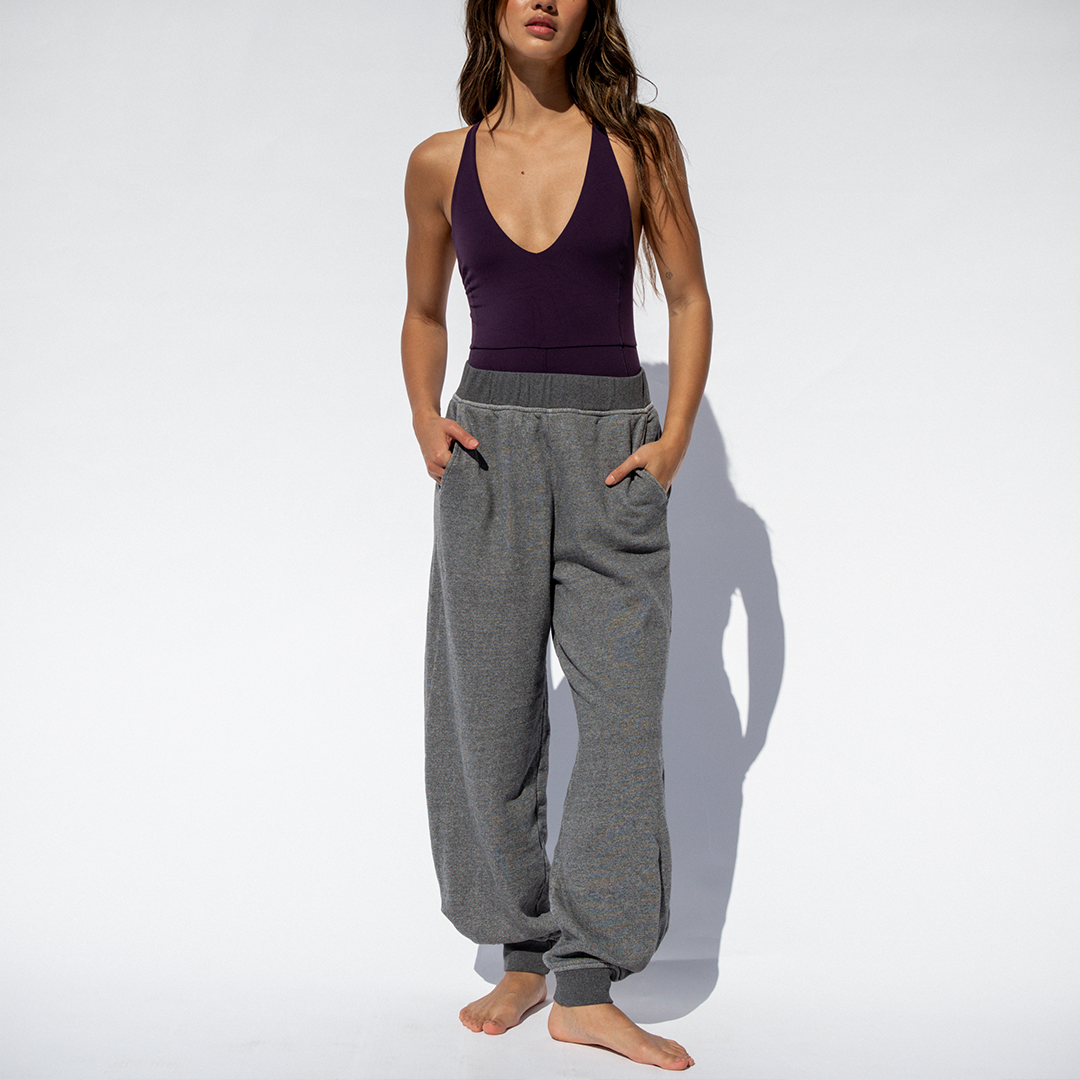 Weekender Playsuit - Legend + Field Day Sweatpant - Dark Heathered Grey (Size S)