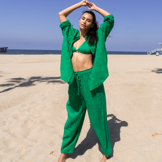 Heatwave Top + Getaway Button Down + Getaway Pant - Turf (Size S)