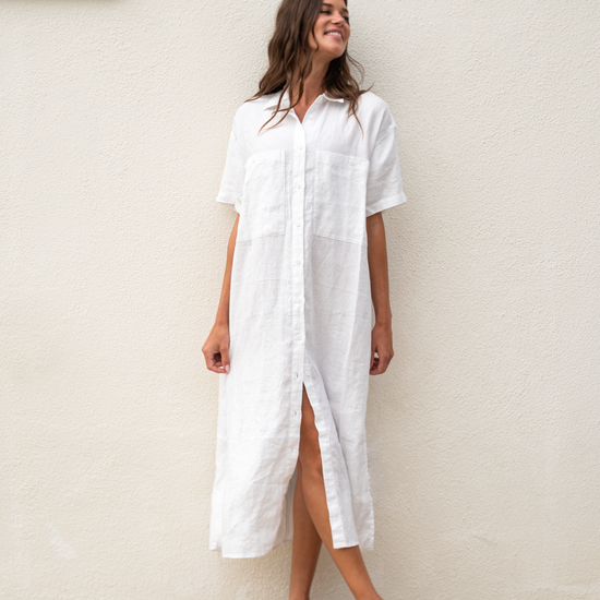 Getaway Shirt Dress - Coconut (Size S)