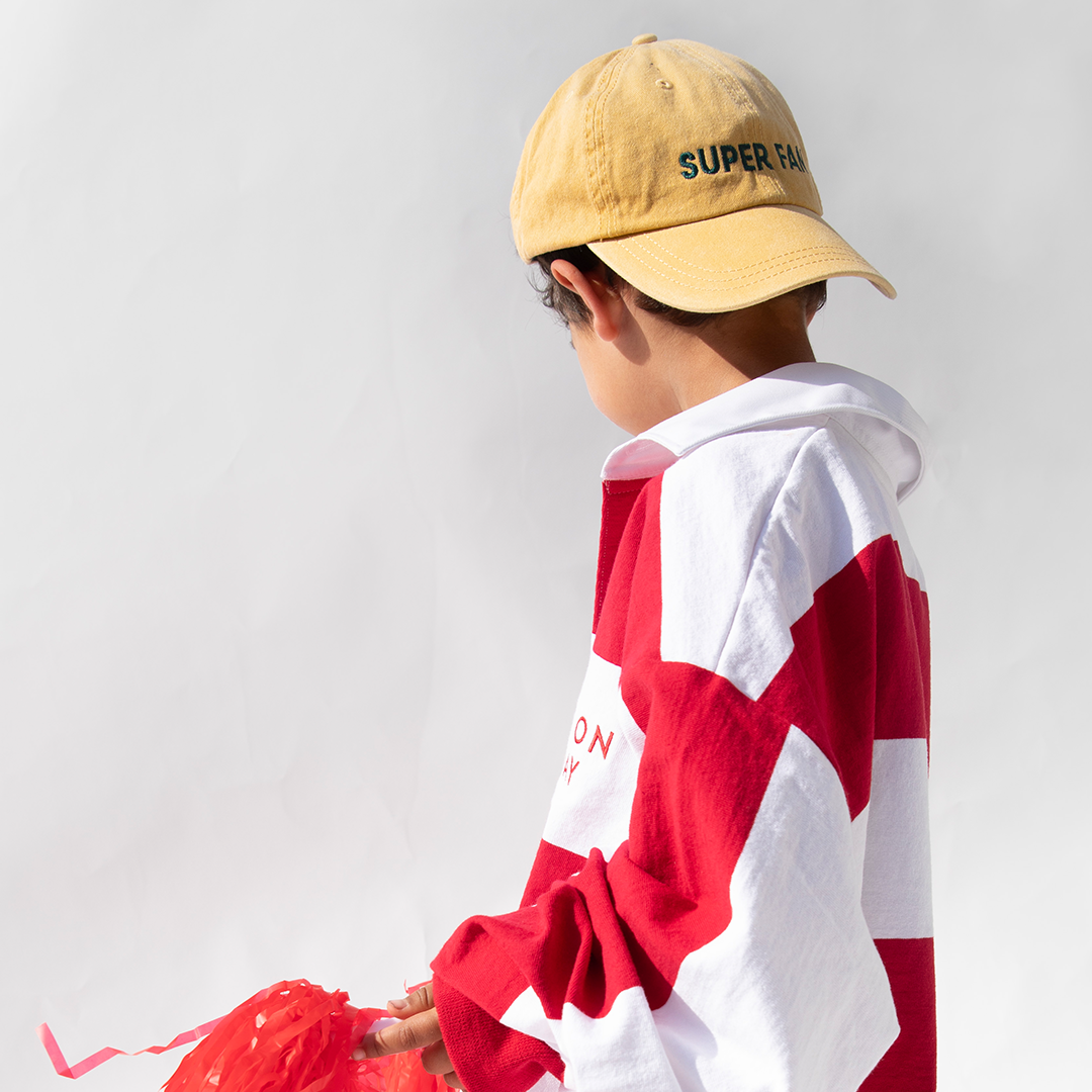 League Shirt - Red/White Stripe + Super Fan Hat - Yellow/Green