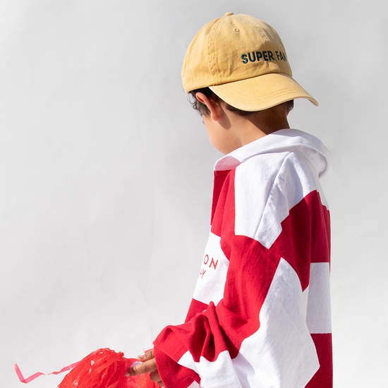 League Shirt - Red/White Stripe + Super Fan Hat - Yellow/Green