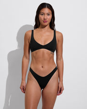 Plunge Top + Backside Thong - Jet (Size S)