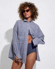 Getaway Button Down - Gingham: Varsity / Coconut (Size S/M)  + Barrel Bottom - Varsity (Size S)
