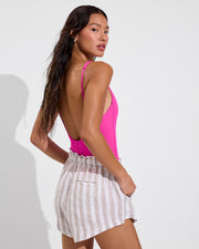 CJ Suit - Hot + Getaway Short - Beach Stripe: Beach / Coconut (Size S)