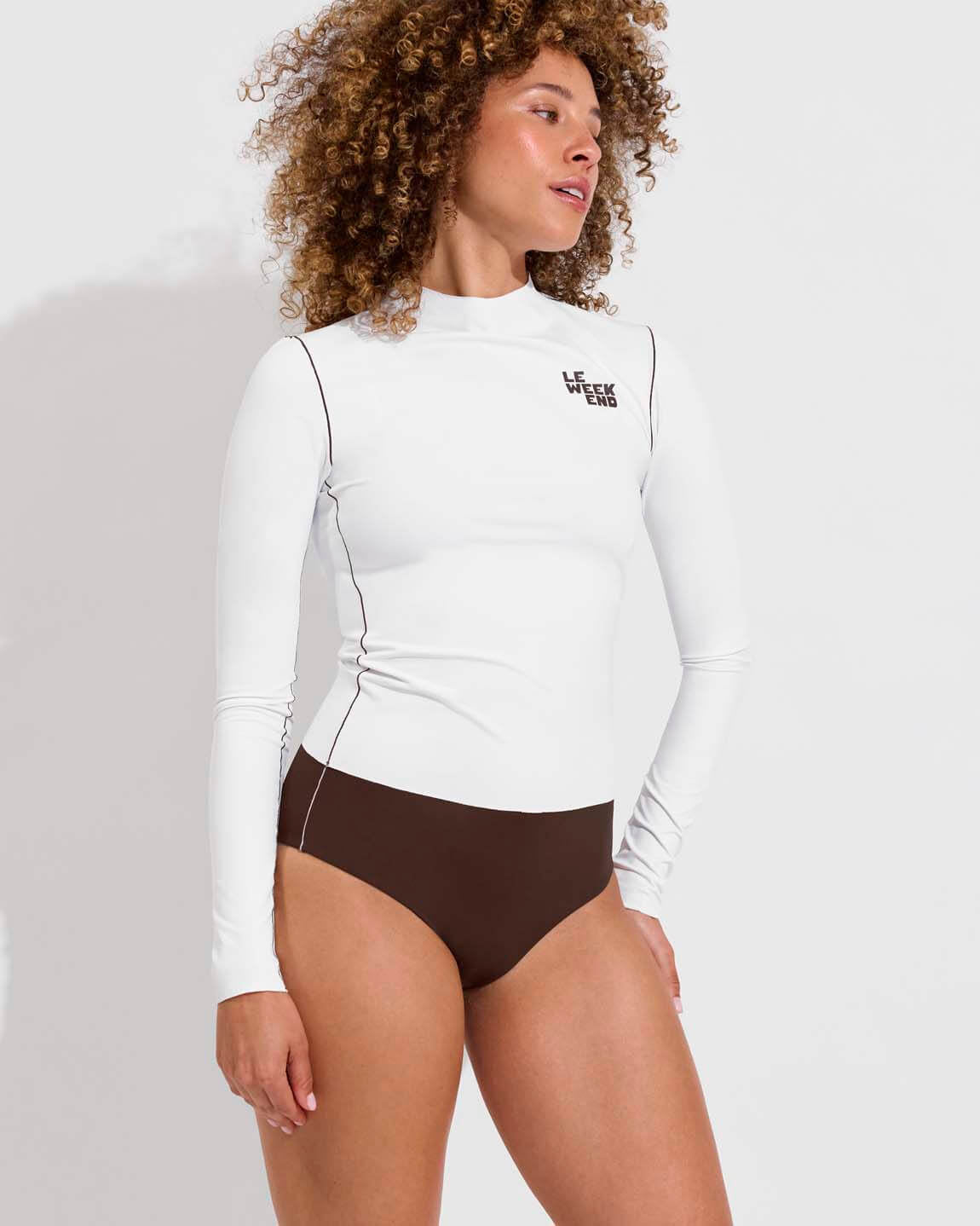 Rays LS Top *Long - Coconut / Cold Brew  + Hi Tide Bottom *Clare V Collab - Cold Brew / Coconut (Size S)
