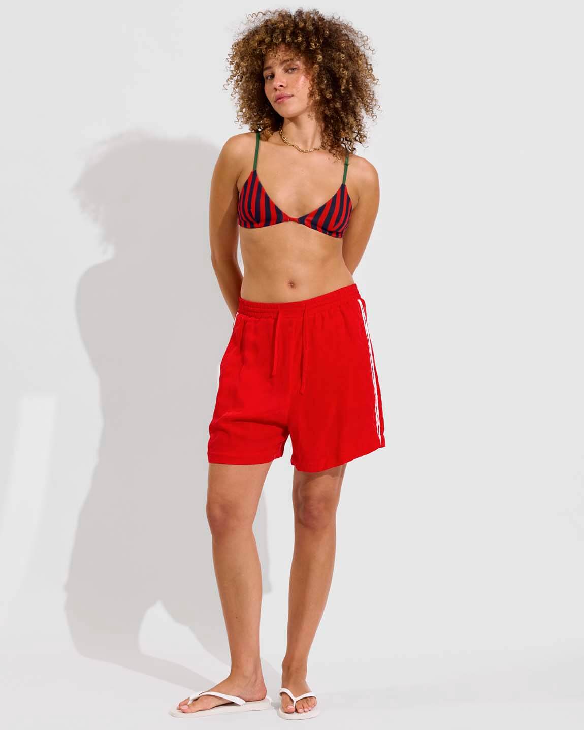 Sandy Top  *Clare V. Collab - Lucky Stripe: Sprint / Sweet Chili Heat / Tropics (Size S) + Layup Short - Sweet Chili Heat (Size S)