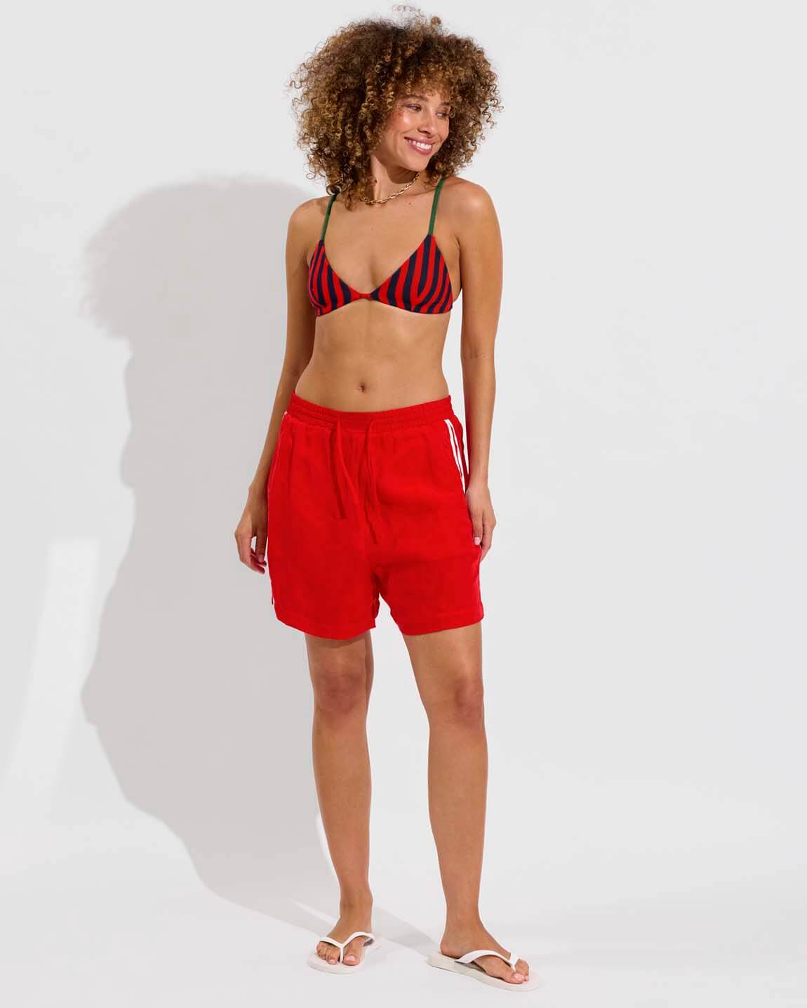 Sandy Top  *Clare V. Collab - Lucky Stripe: Sprint / Sweet Chili Heat / Tropics (Size S) + Layup Short - Sweet Chili Heat (Size S)