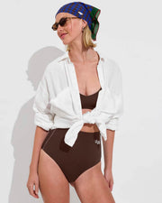 Sunday Top + Hi Tide Bottom *Clare V. Collab - Cold Brew / Coconut (Size S) with Bandana + Getaway Button Down (Size S/M)