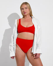 Club top D (36DD, Size L) + Hi Hi Bottom - Sweet Chili Heat (Size L) + Getaway Button Down - Coconut (Size L/XL)