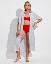 Club top D (36DD, Size L) + Hi Hi Bottom - Sweet Chili Heat (Size L) + Getaway Shirt Dress - Varsity/Coconut (Size L/XL)