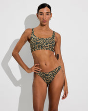 Double Scoop Top + Dip Bottom - Brushed Leopard (Size S)