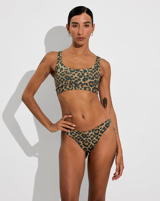 Double Scoop Top + Dip Bottom - Brushed Leopard (Size S)
