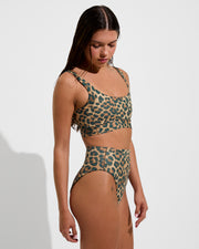 Double Scoop Top + Hi Hi Bottom - Brushed Leopard (Size S)
