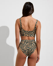 Double Scoop Top + Hi Hi Bottom - Brushed Leopard (Size S)