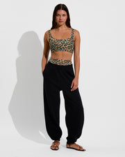 Double Scoop Top - Brushed Leopard  + Field Day Sweatpant - Jet (Size S) 