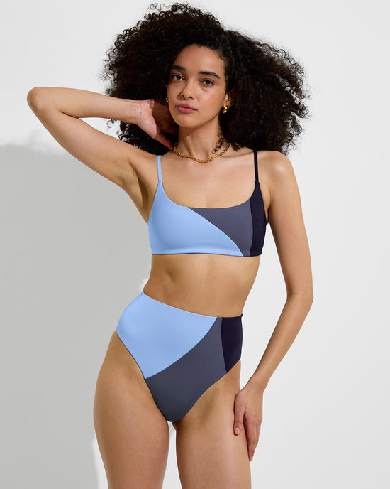 Pool Days Top + Hi Hi Bottom - Blue Skies / Varsity / Sprint (Size S)