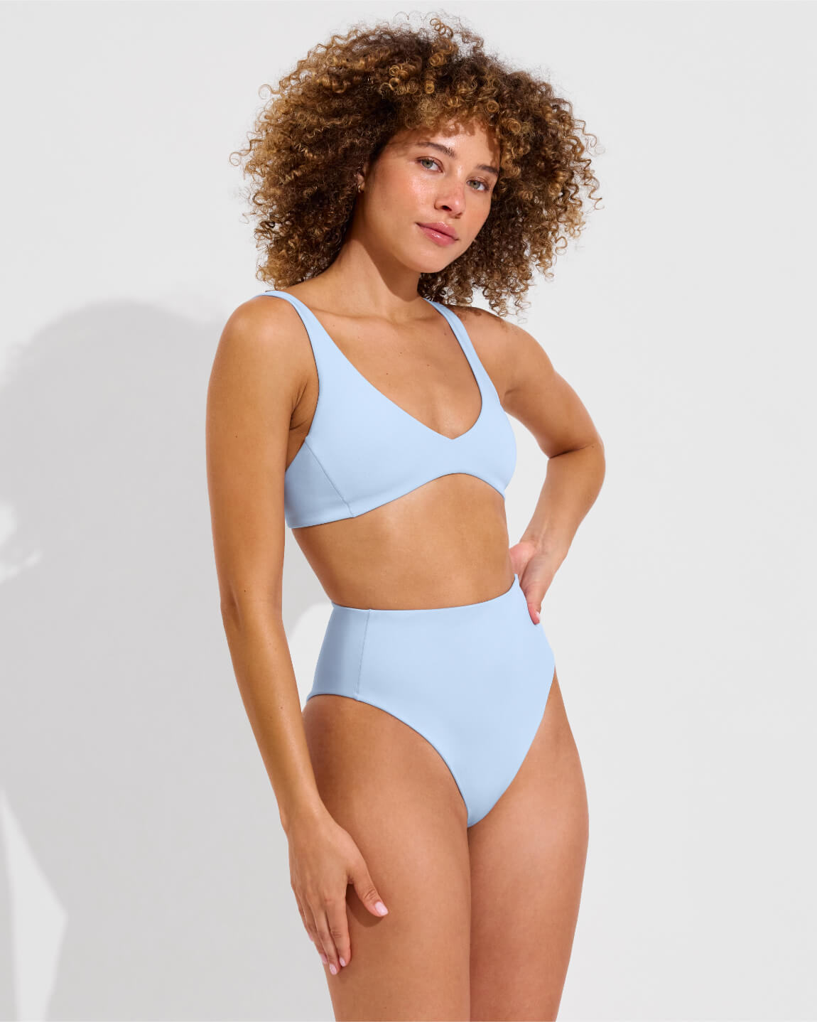 Plunge Top + Hi Hi Bottom Cheeky - Blue Skies (Size S)