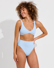 Plunge Top + Hi Hi Bottom Cheeky - Blue Skies (Size S)
