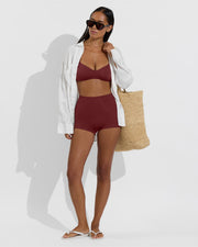 La Plage Top + Hi Line Shortie - Jam  + Port Button Down - Coconut (Size S)