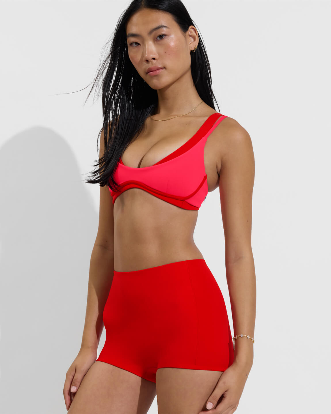 Club Top Micro - Rescue / Sweet Chili Heat + Plunge Top + Hi Line Shortie - Sweet Chili Heat (Size S)