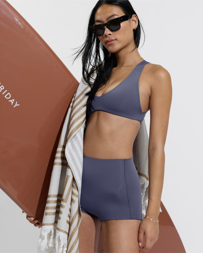 La Crosse Top + Hi Line Shortie - Varsity (Size S) + Pool Towel - Tan Lines / Coconut
