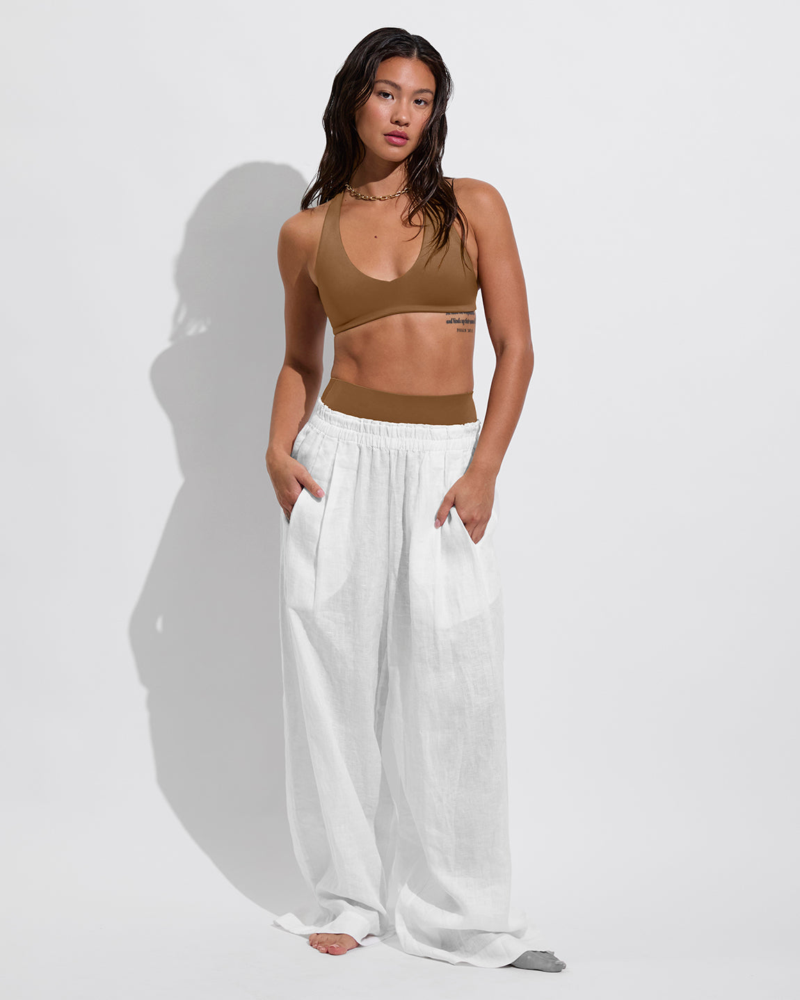 La Crosse Top + Hi Hi Bottom - Tan Lines + Coastal Pant - Coconut (Size S)