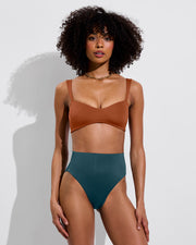 La Plage Top - Bronze + Hi Hi Bottom - Deep End (Size S)