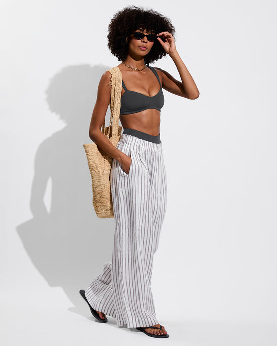 La Plage Top + Throwback Bottom - Eclipse + Coastal Pant - Classic Stripe Stormy/Coconut (Size S)