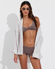 Plunge Top + Lo Lo Shortie - Stormy (Size S) + Getaway Button Down - Classic Stripe: Stormy / Coconut (Size S/M)