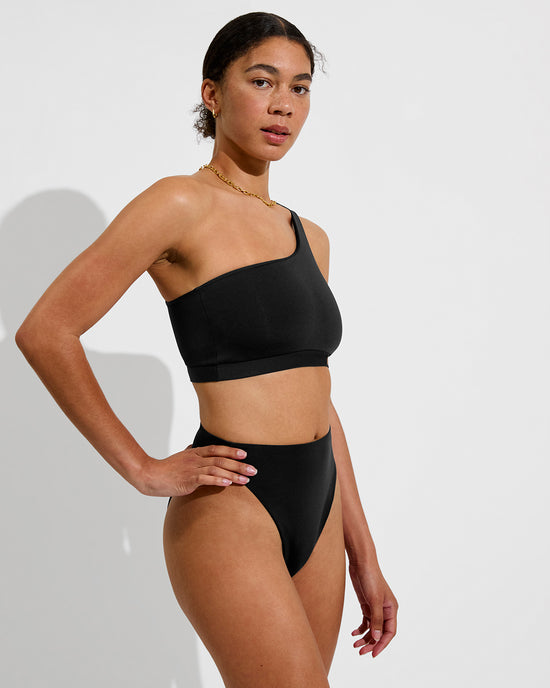Offshore Top D+ (32D, Size S) + Super Hi HI Bottom - Jet (Size S)