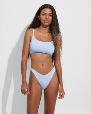 Pool Days Top D+ (32DDD, Size S) + Dip Bottom - Blue Skies (Size S)