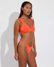 Plunge Top D+ (32DD, Size S) + Backside Thong - Aperol (Size S)