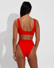 Plunge Top D+ (32DD, Size S) + Super Hi Hi Bottom - Sweet Chili Heat (Size S)